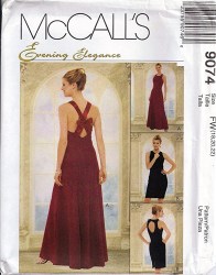 9074 MCCALLS SEMI FIT FORMAL STRAIGHT- FLARE DRESSES LENGTHS PATTERN 6-22 4 SZS